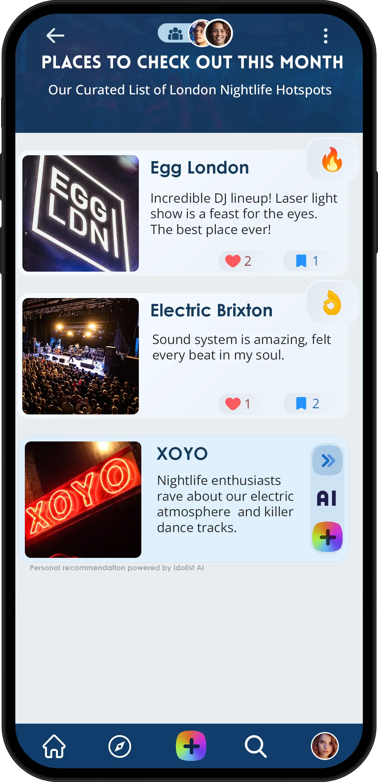 Idolist App: Nightclubs List